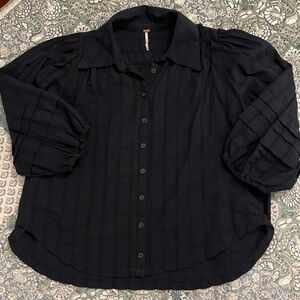 Free People navy cotton blouse